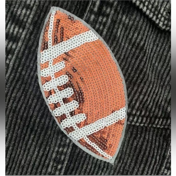 **NWT**Boutique Corduroy Jacket with Sequin Football Patches - Picture 9 of 10